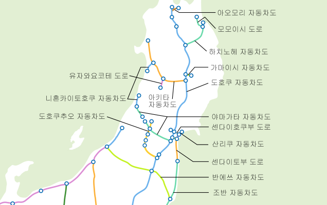 도호쿠 지역의 지도 사진